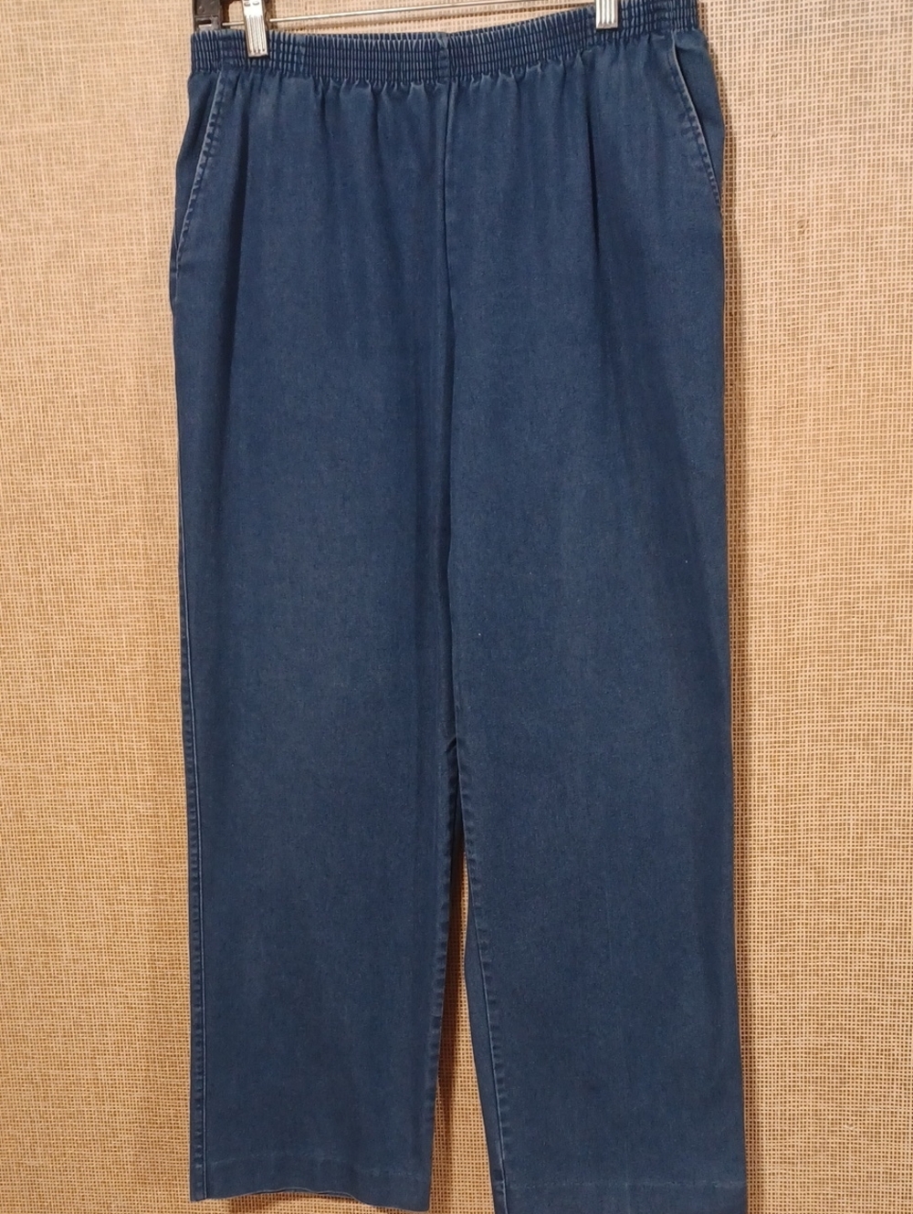 Alfred Dunner Women's Dark Blue Boot Cut Jeans with Elastic Waist